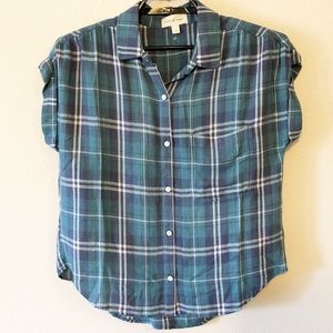 💐Cloth & Stone Small Plaid Short Sleeve Top